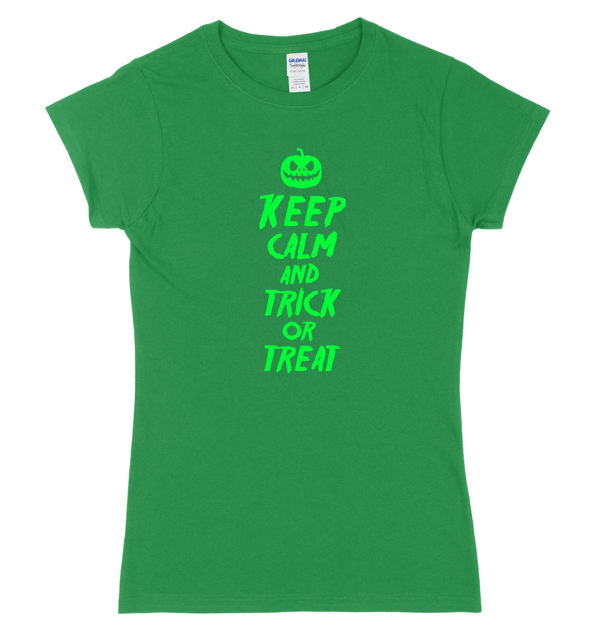 Keep Calm And Trick Or Treat Womens Ladies Slim Fit Halloween T-Shirt