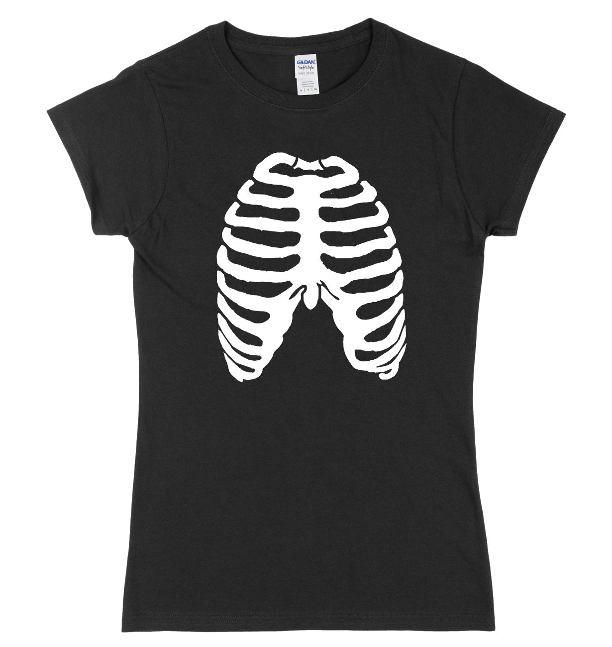 Skeleton Ribs Ribcage Design Womens Ladies Slim Fit Halloween T-Shirt