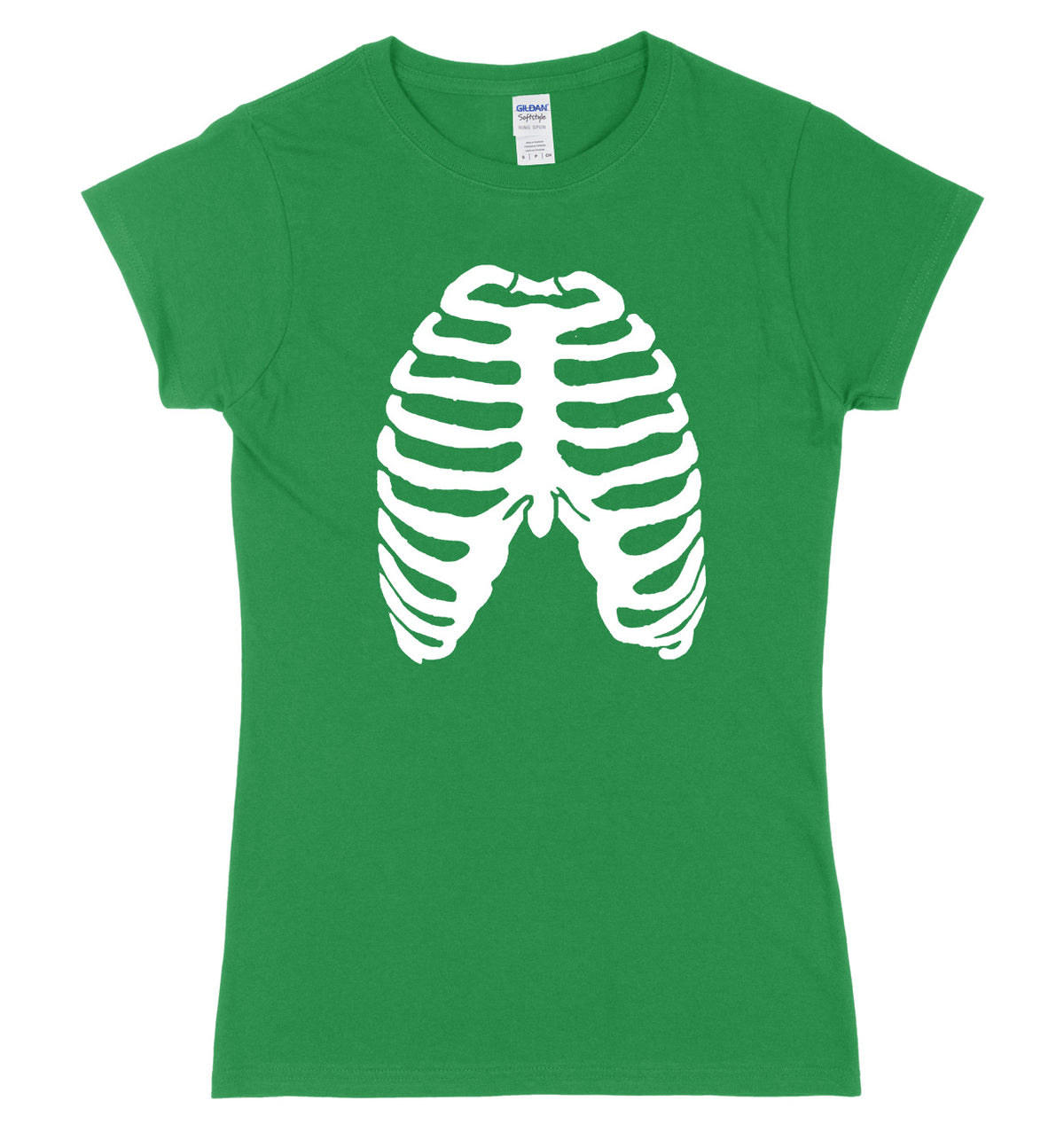 Skeleton Ribs Ribcage Design Womens Ladies Slim Fit Halloween T-Shirt