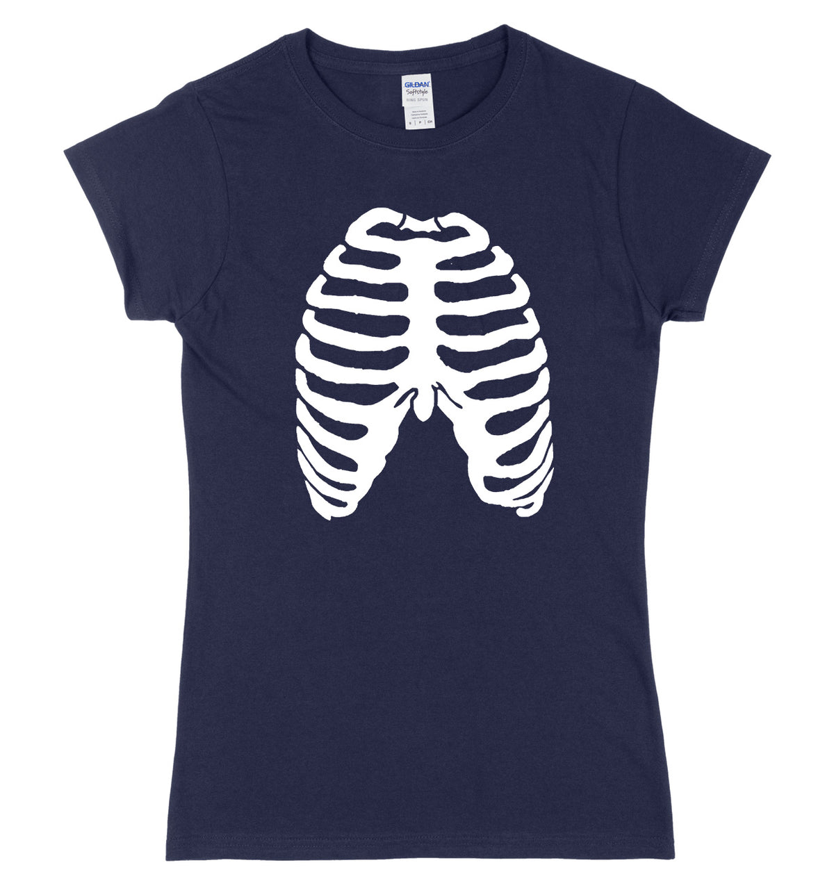 Skeleton Ribs Ribcage Design Womens Ladies Slim Fit Halloween T-Shirt
