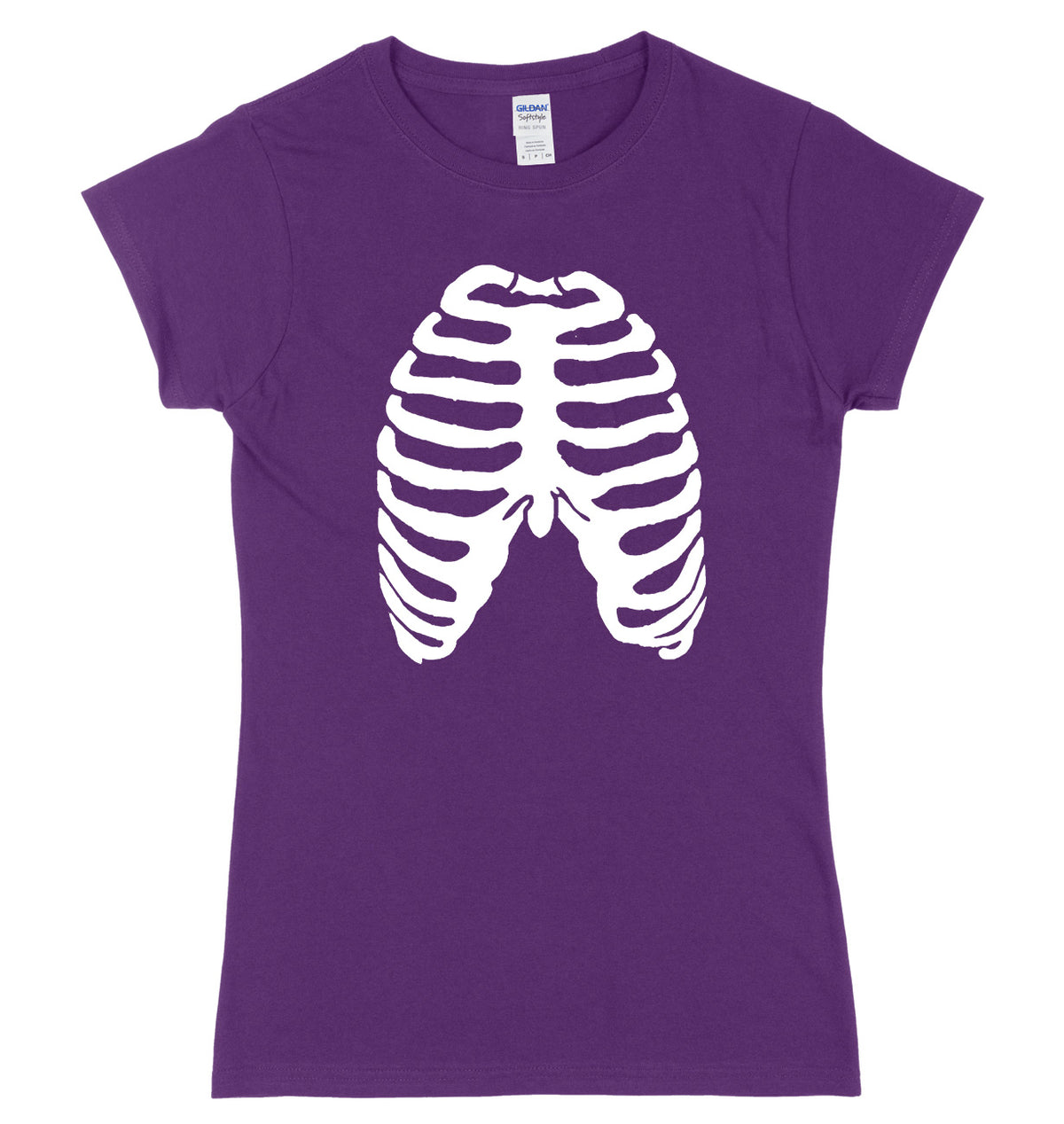 Skeleton Ribs Ribcage Design Womens Ladies Slim Fit Halloween T-Shirt