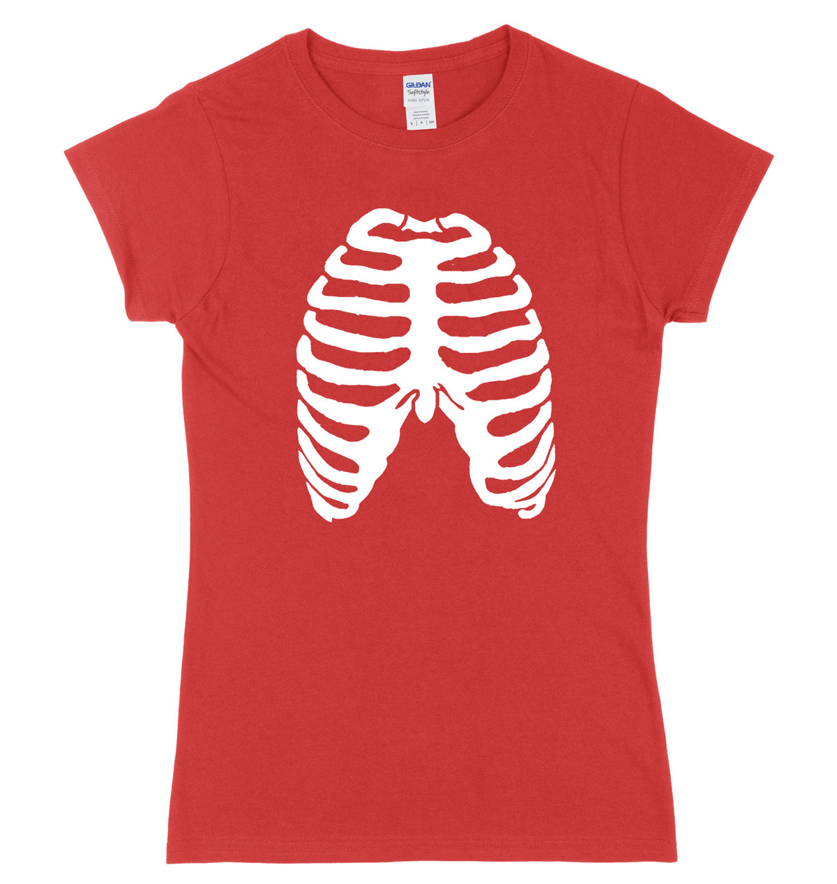 Skeleton Ribs Ribcage Design Womens Ladies Slim Fit Halloween T-Shirt