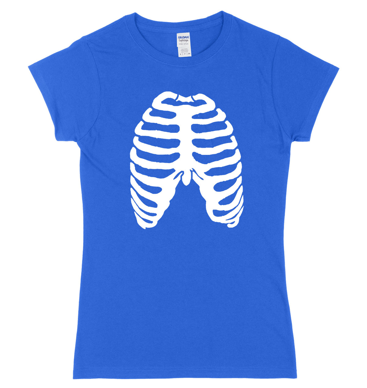 Skeleton Ribs Ribcage Design Womens Ladies Slim Fit Halloween T-Shirt