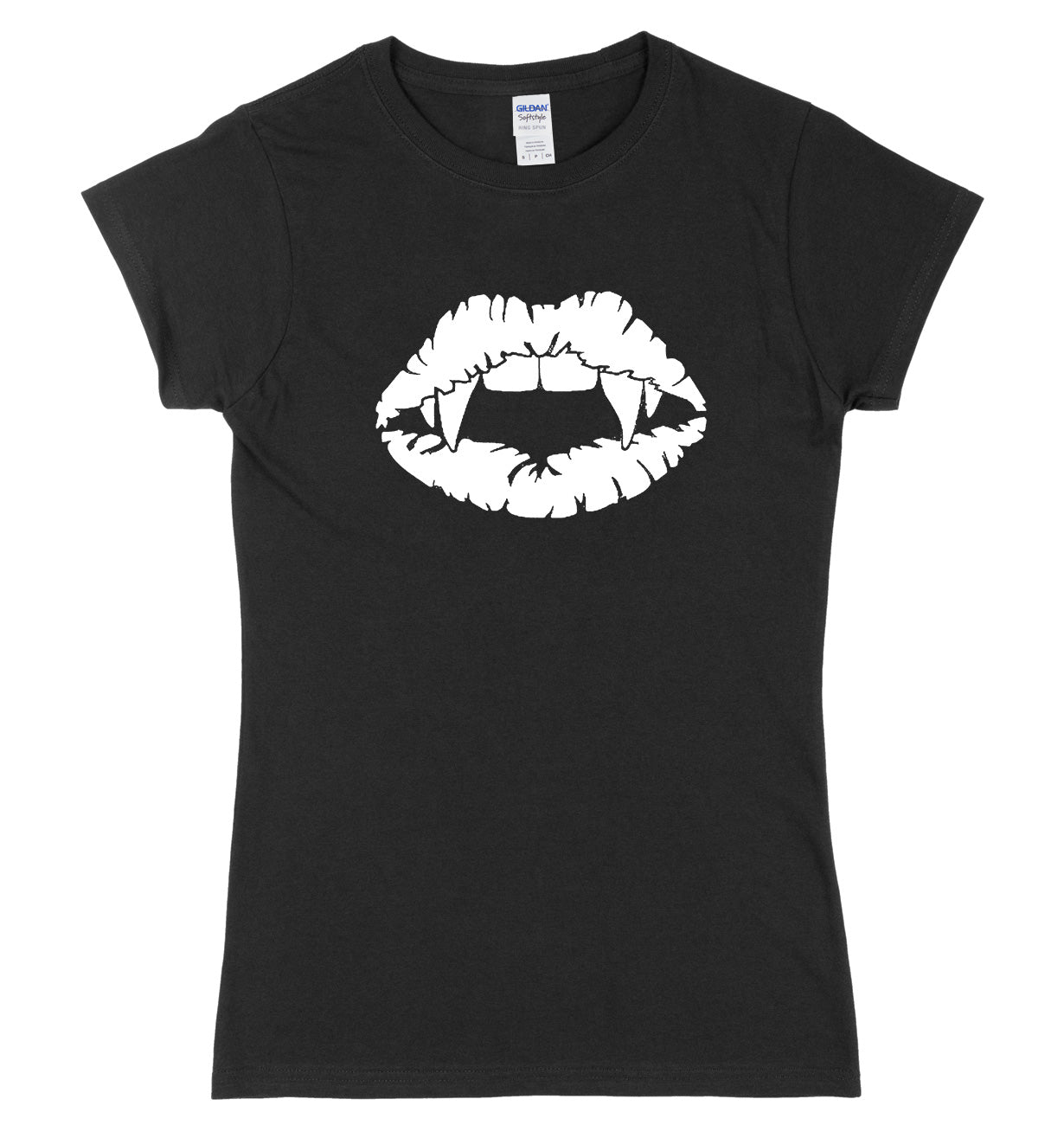 Vampire Teeth Vampire Lips Design Womens Ladies Slim Fit Halloween T-Shirt