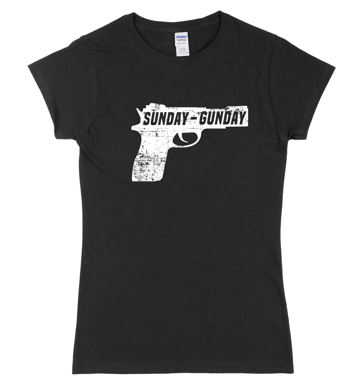 Sunday Gunday Pistol Firearm Gun Womens Slim Fit T-Shirt