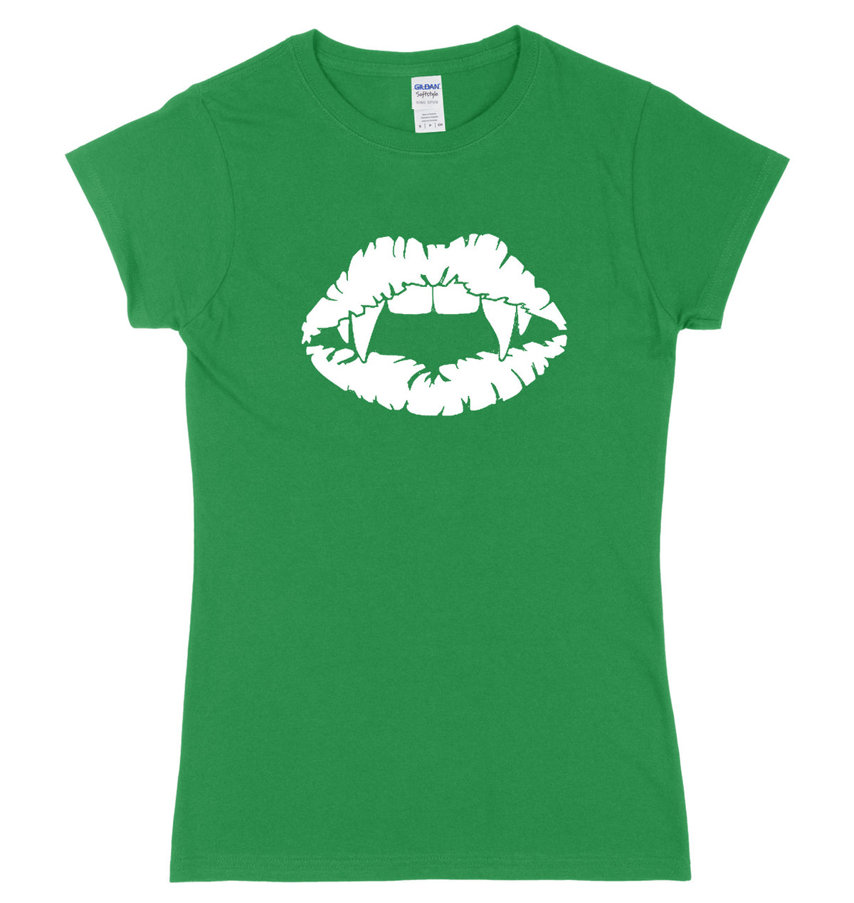 Vampire Teeth Vampire Lips Design Womens Ladies Slim Fit Halloween T-Shirt