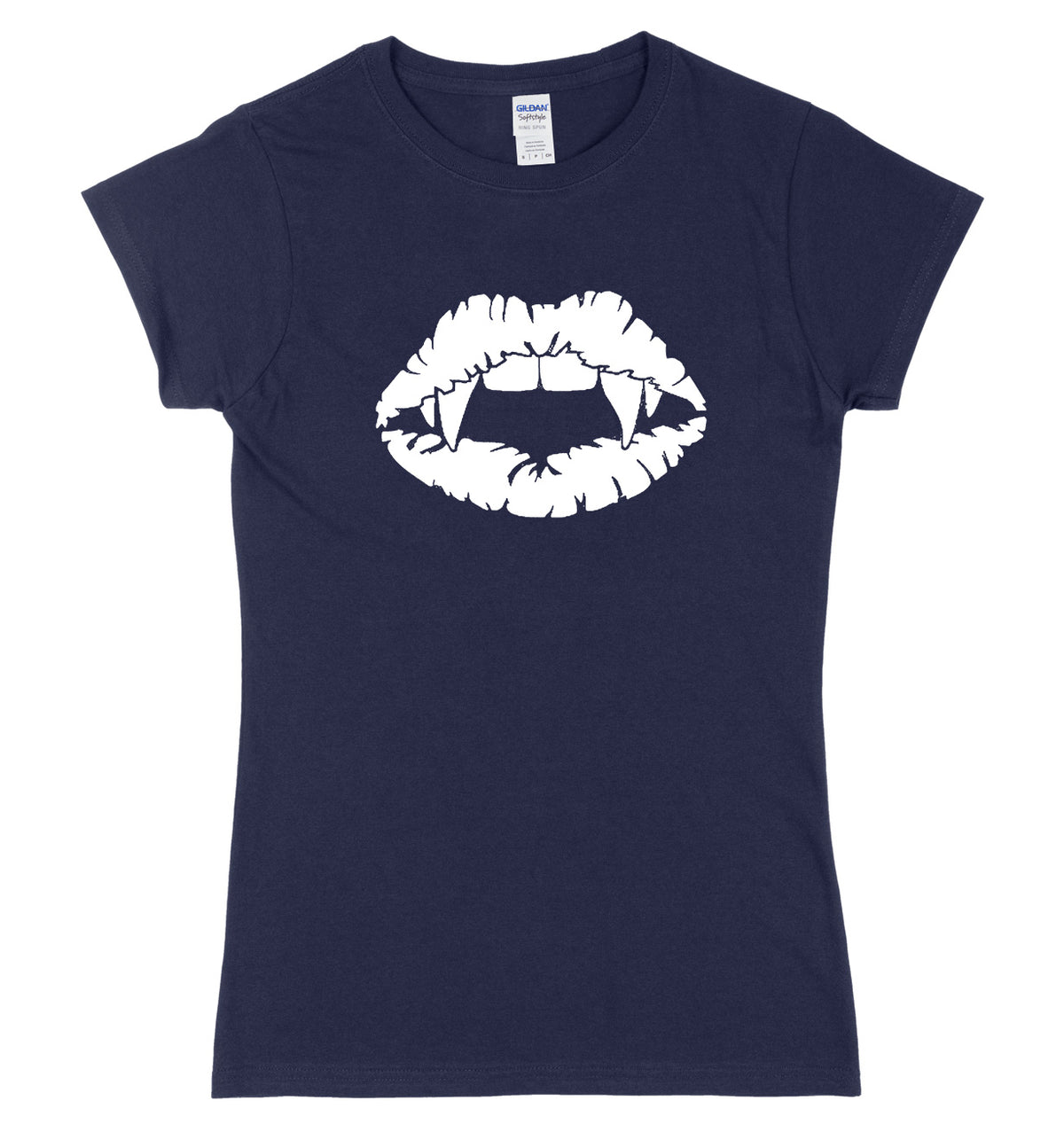 Vampire Teeth Vampire Lips Design Womens Ladies Slim Fit Halloween T-Shirt