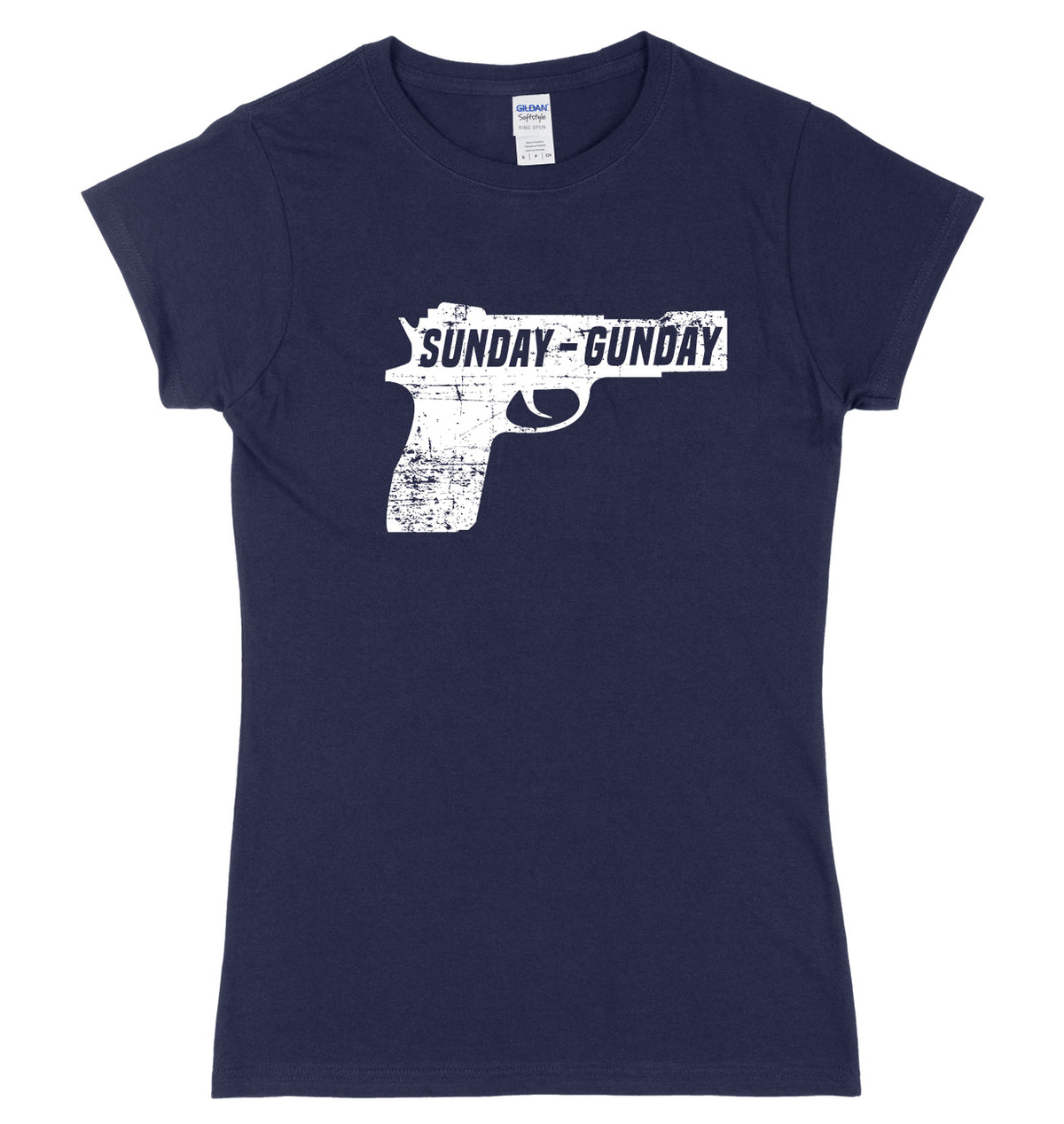 Sunday Gunday Pistol Firearm Gun Womens Slim Fit T-Shirt