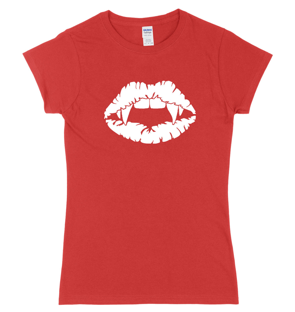 Vampire Teeth Vampire Lips Design Womens Ladies Slim Fit Halloween T-Shirt