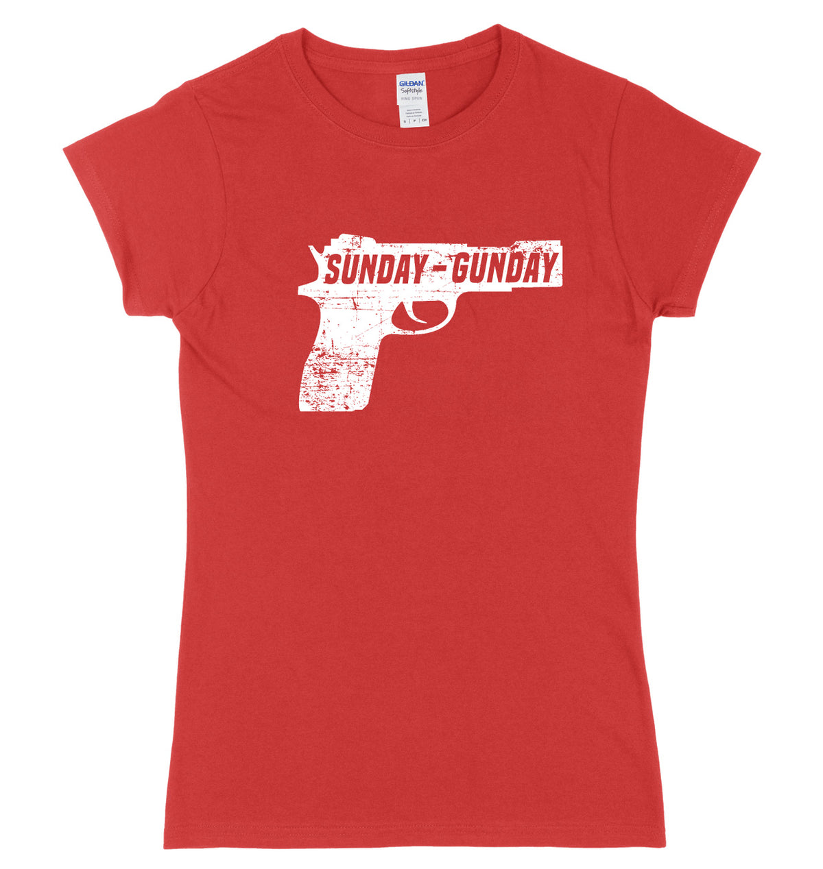 Sunday Gunday Pistol Firearm Gun Womens Slim Fit T-Shirt