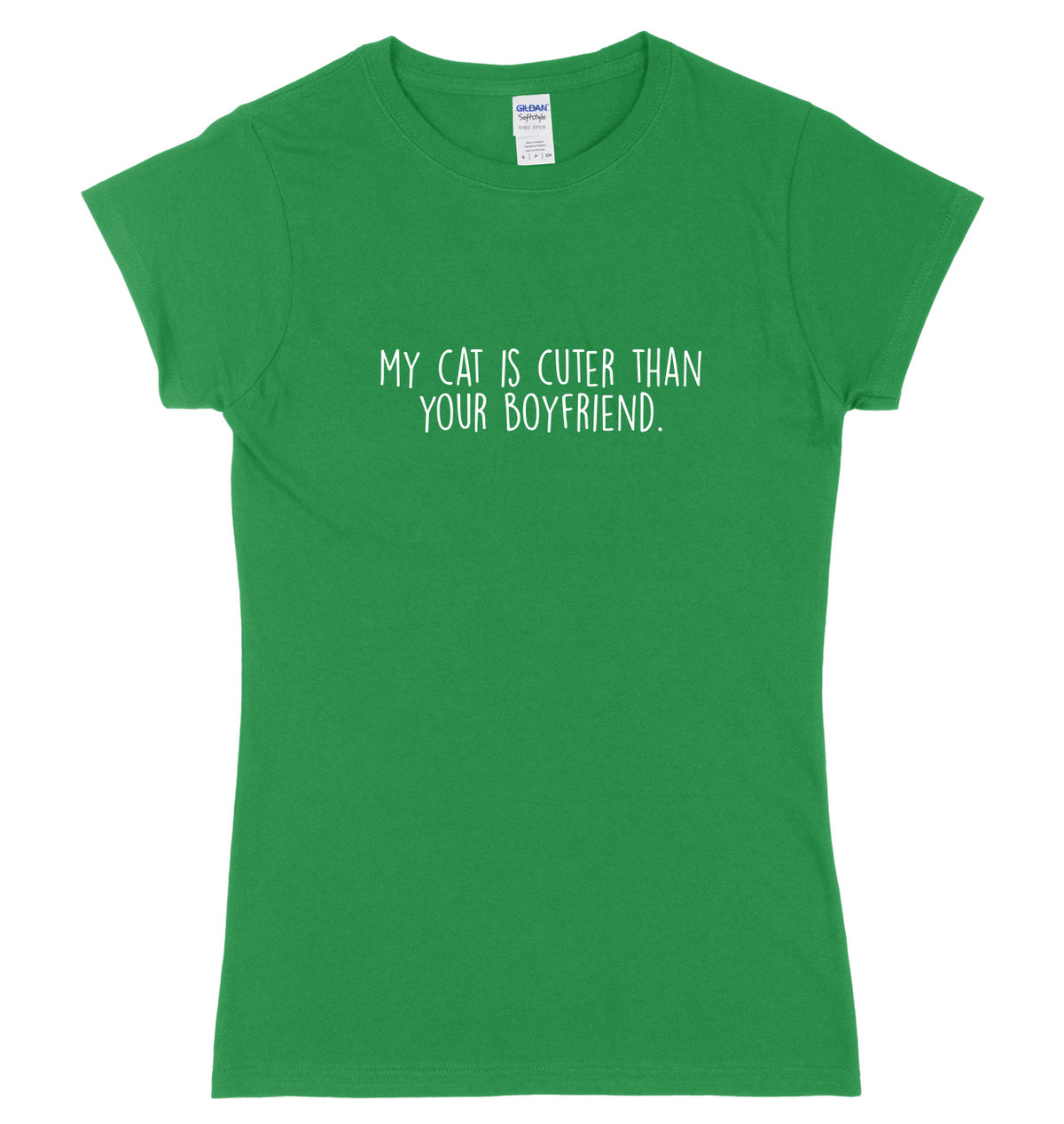 My Cat Is Cuter Than Your Boyfriend Womens Ladies Slim Fit T-Shirt