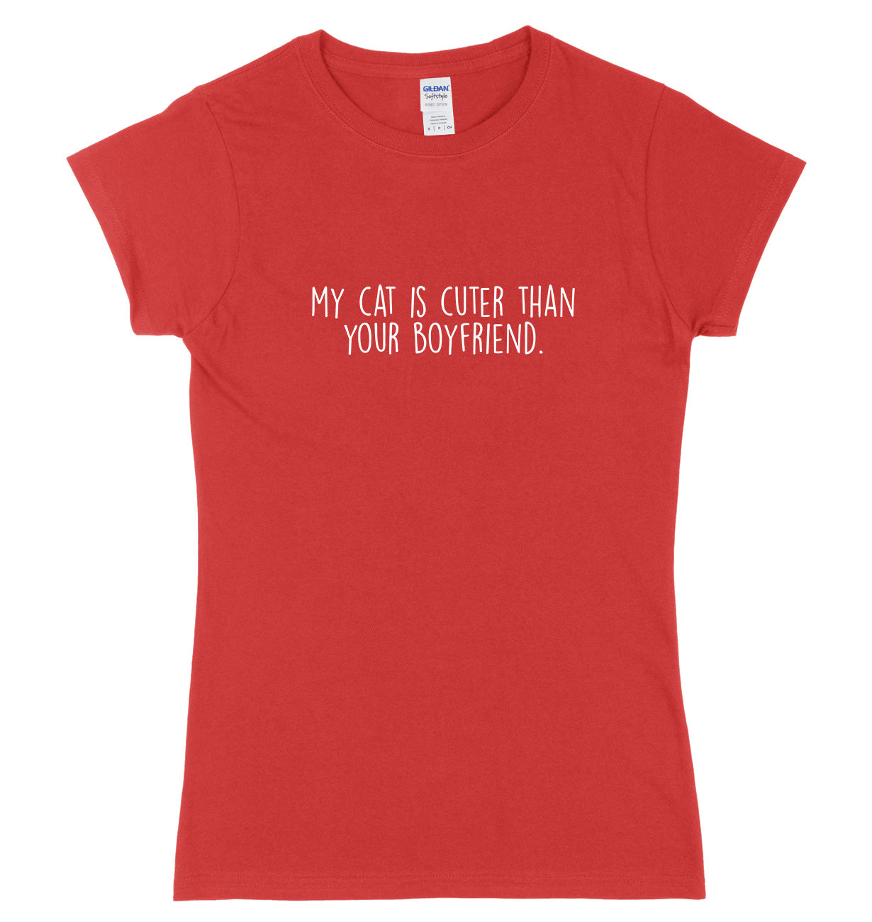 My Cat Is Cuter Than Your Boyfriend Womens Ladies Slim Fit T-Shirt