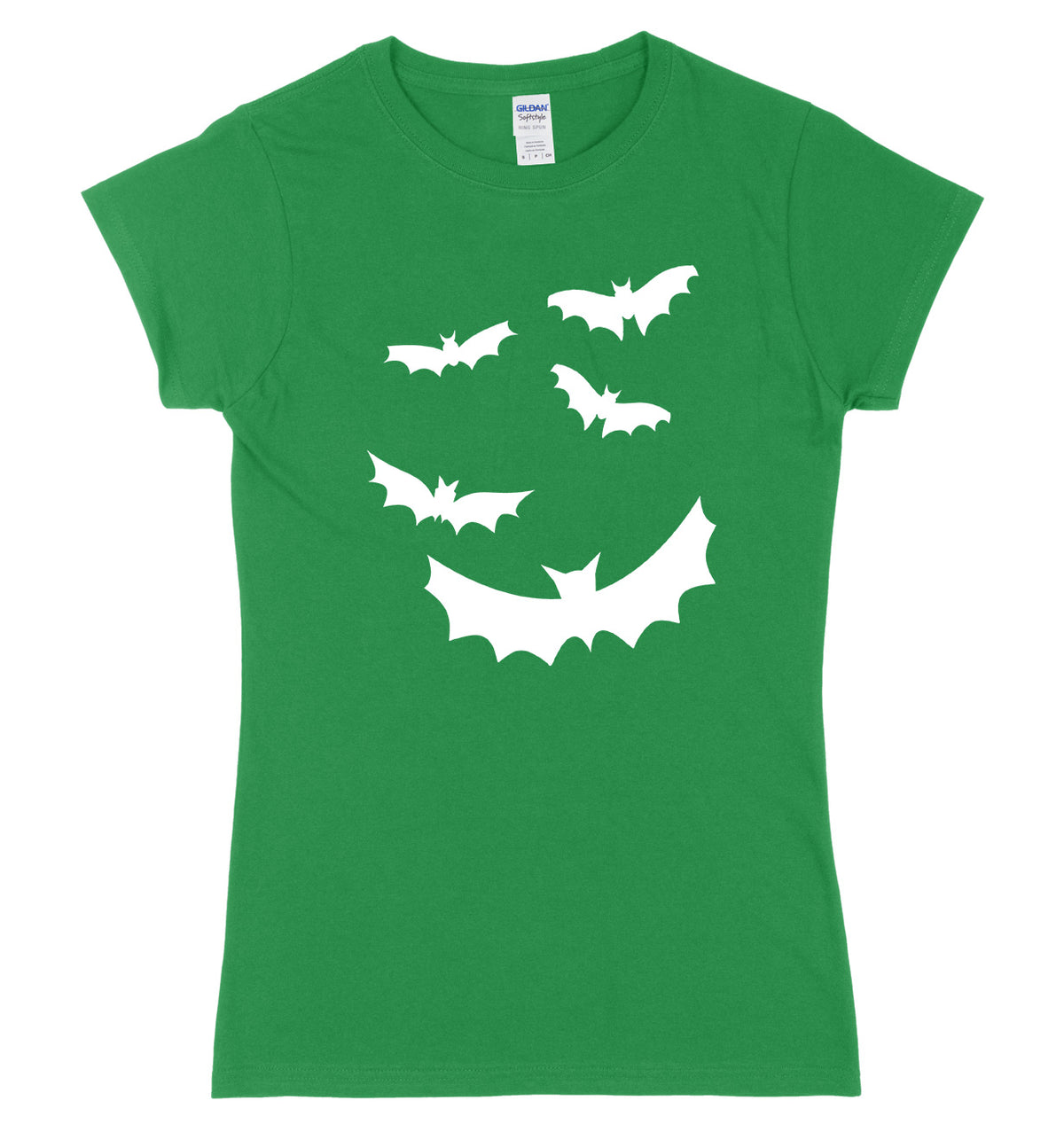 Flying Bats Design Womens Ladies Slim Fit Halloween T-Shirt