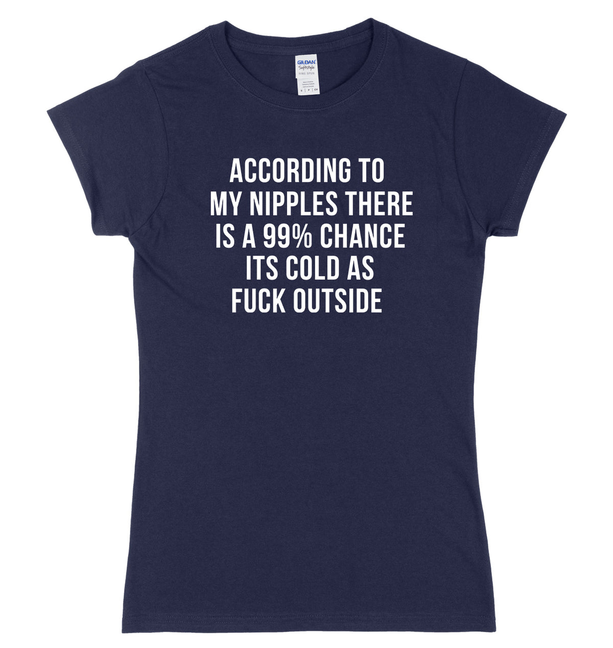 According To My Nipples There Is A 99% Chance It&#39;s Cold Outside Womens Ladies Slim Fit T-Shirt