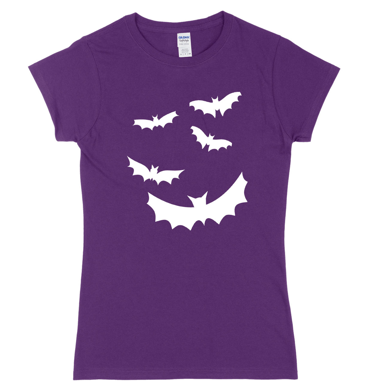 Flying Bats Design Womens Ladies Slim Fit Halloween T-Shirt