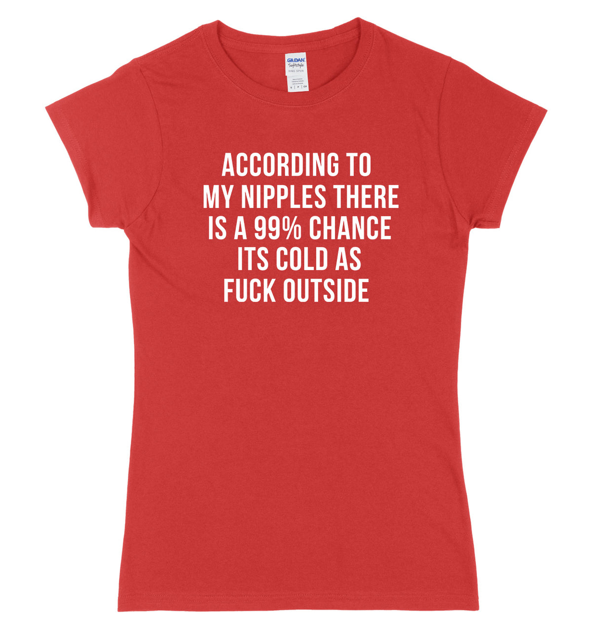 According To My Nipples There Is A 99% Chance It&#39;s Cold Outside Womens Ladies Slim Fit T-Shirt