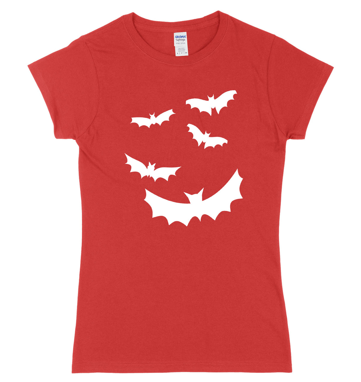 Flying Bats Design Womens Ladies Slim Fit Halloween T-Shirt