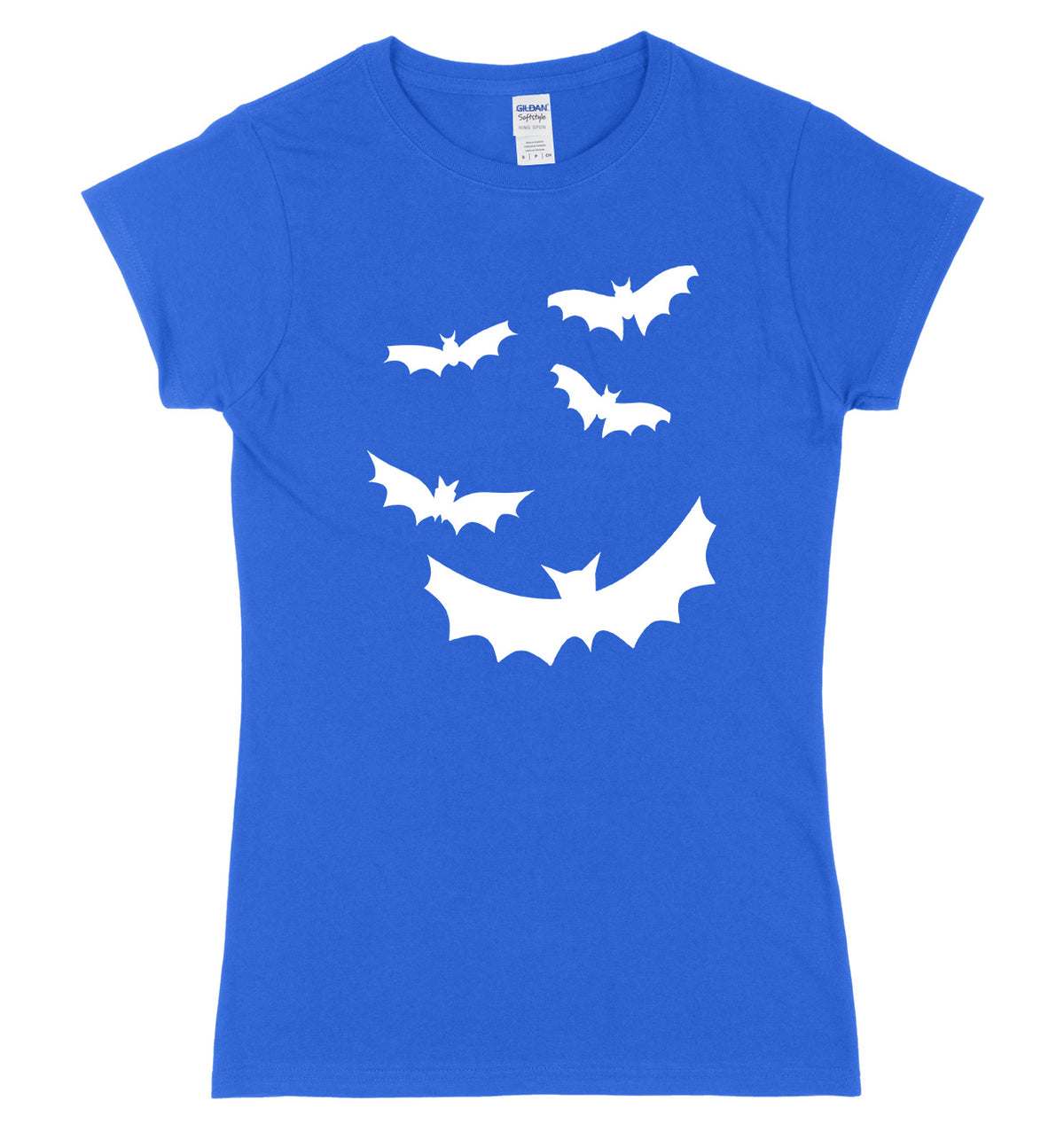 Flying Bats Design Womens Ladies Slim Fit Halloween T-Shirt