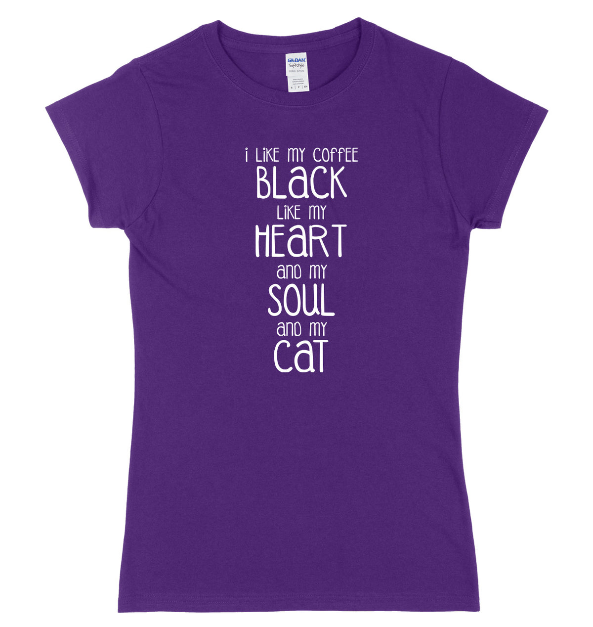 I Like My Coffee  Like My Heart And My Soul And My Cat Womens Ladies Slim Fit T-Shirt