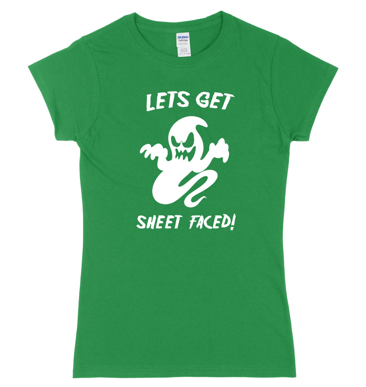 Lets Get Sheet Faced! Womens Ladies Slim Fit Halloween T-Shirt