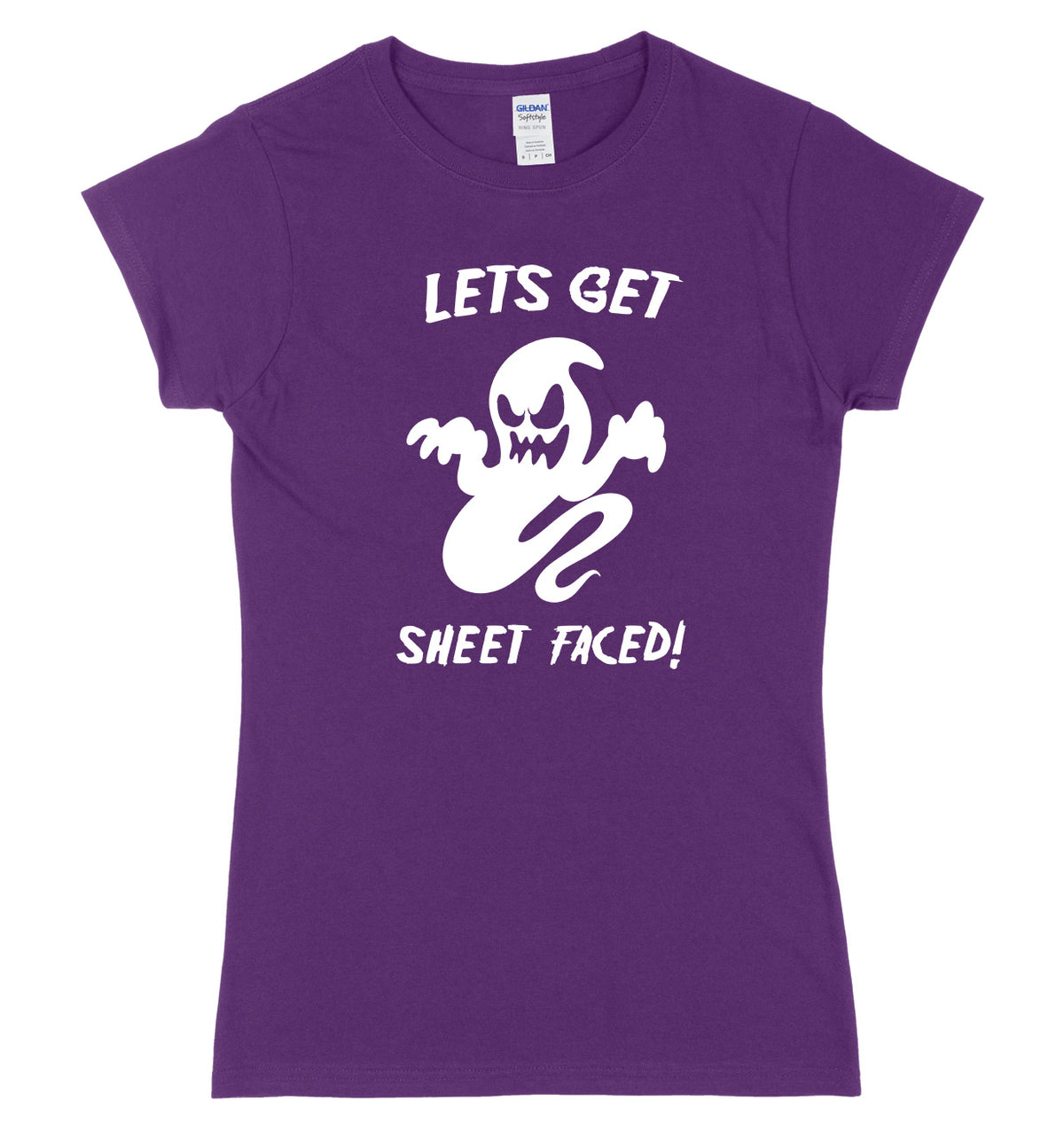 Lets Get Sheet Faced! Womens Ladies Slim Fit Halloween T-Shirt