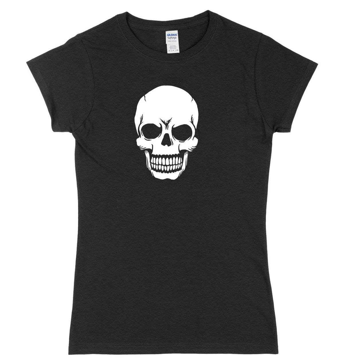 Skeleton Skull Face Design Womens Ladies Slim Fit Halloween T-Shirt