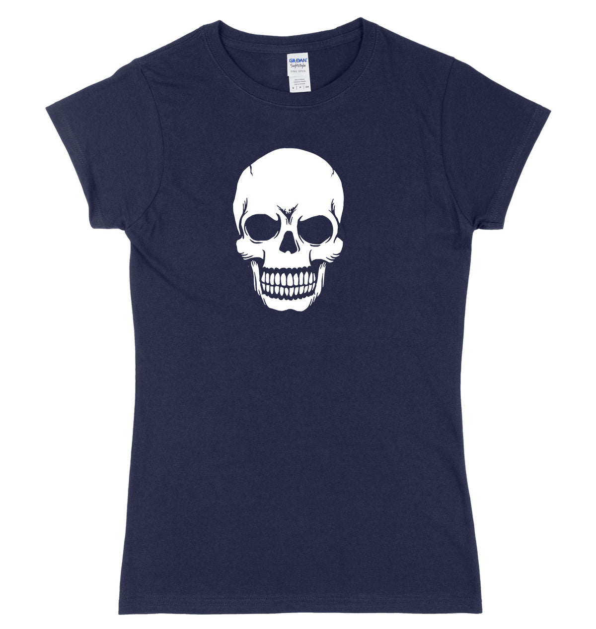 Skeleton Skull Face Design Womens Ladies Slim Fit Halloween T-Shirt