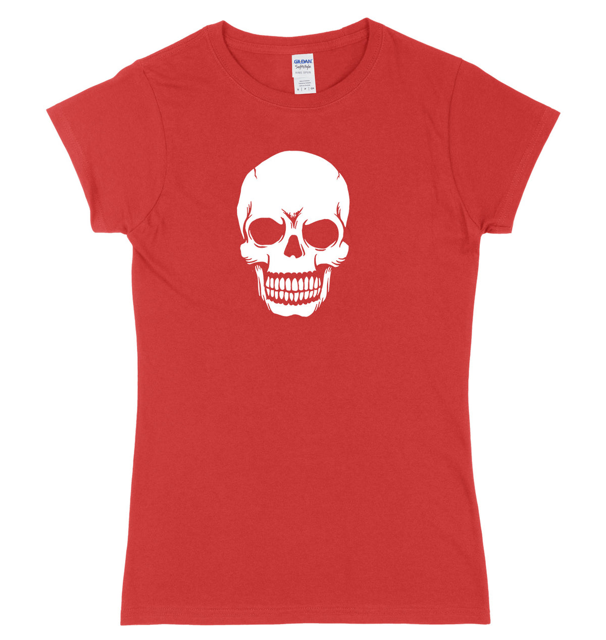 Skeleton Skull Face Design Womens Ladies Slim Fit Halloween T-Shirt