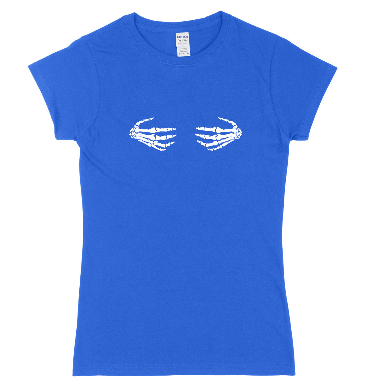 Naughty Skeleton Hands Bones Design Womens Ladies Slim Fit Halloween T-Shirt