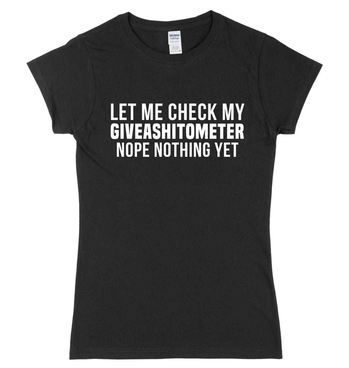 Let Me Check My GIVEASHITOMETER Nope Nothing Yet Womens Ladies Slim Fit T-Shirt