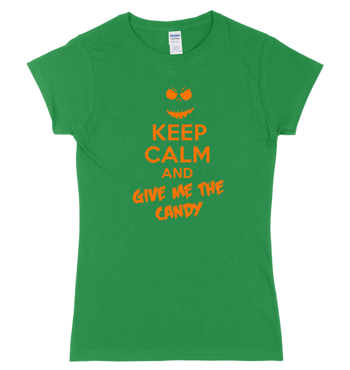 Keep Calm And Give Me The Candy Womens Ladies Slim Fit Halloween T-Shirt