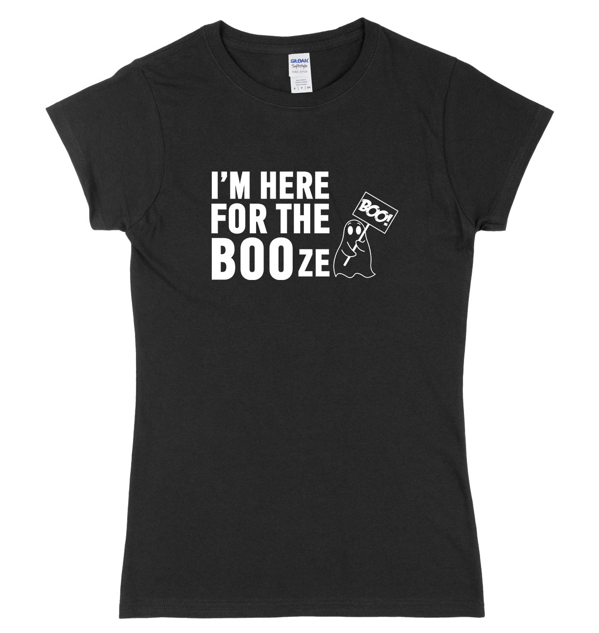 I'm Here For The BOOze Womens Ladies Slim Fit Halloween T-Shirt