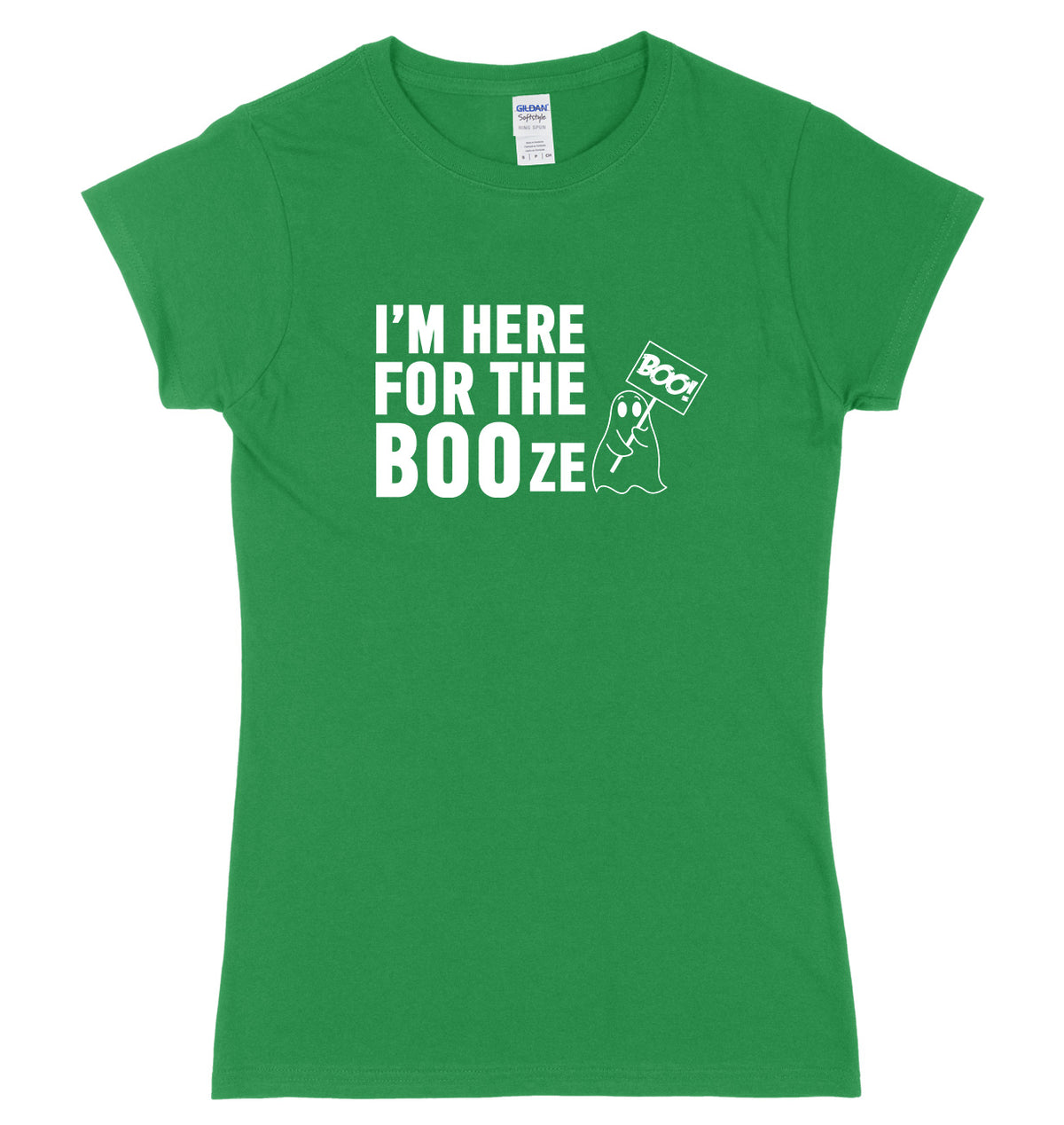 I&#39;m Here For The BOOze Womens Ladies Slim Fit Halloween T-Shirt