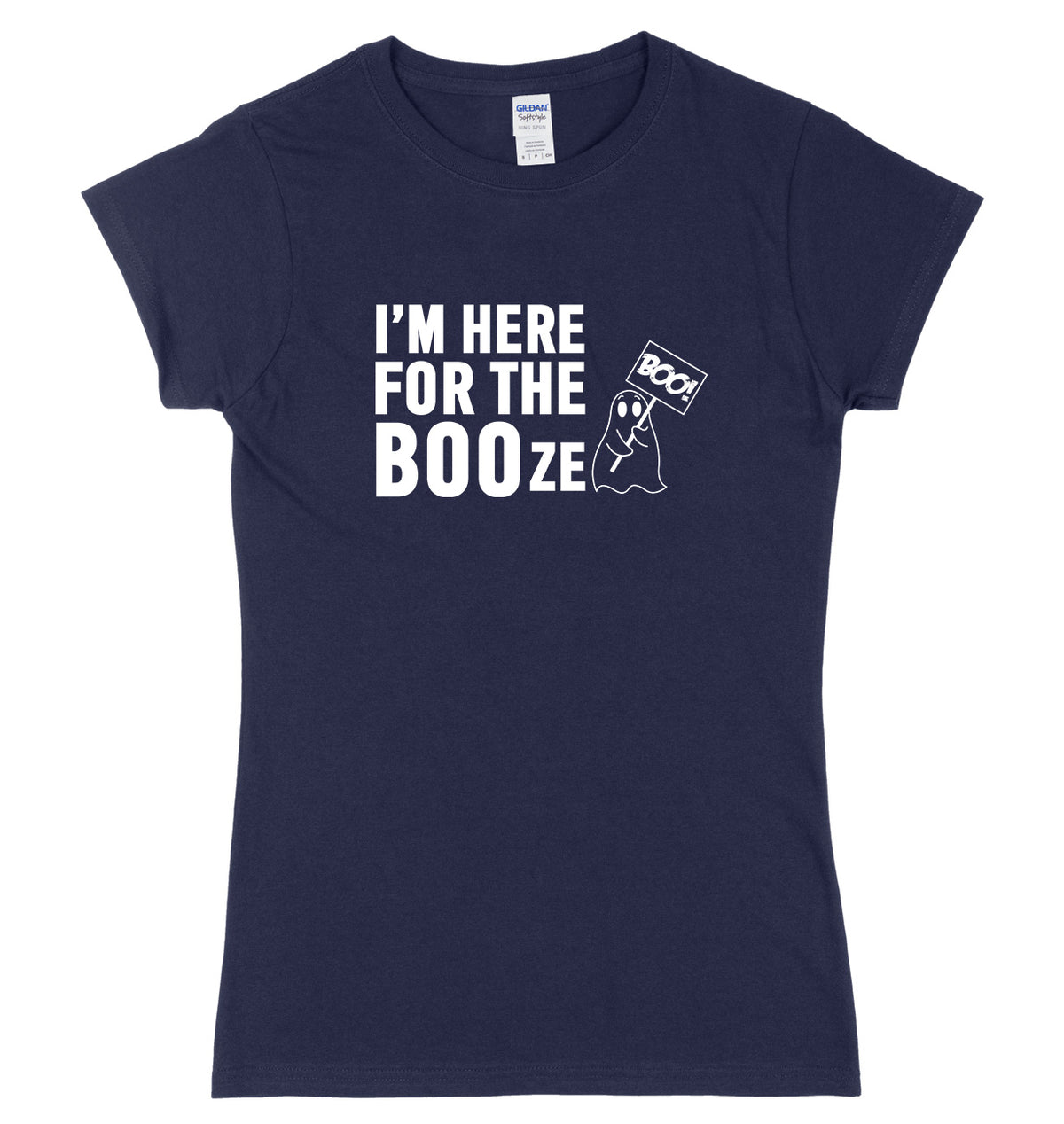 I&#39;m Here For The BOOze Womens Ladies Slim Fit Halloween T-Shirt
