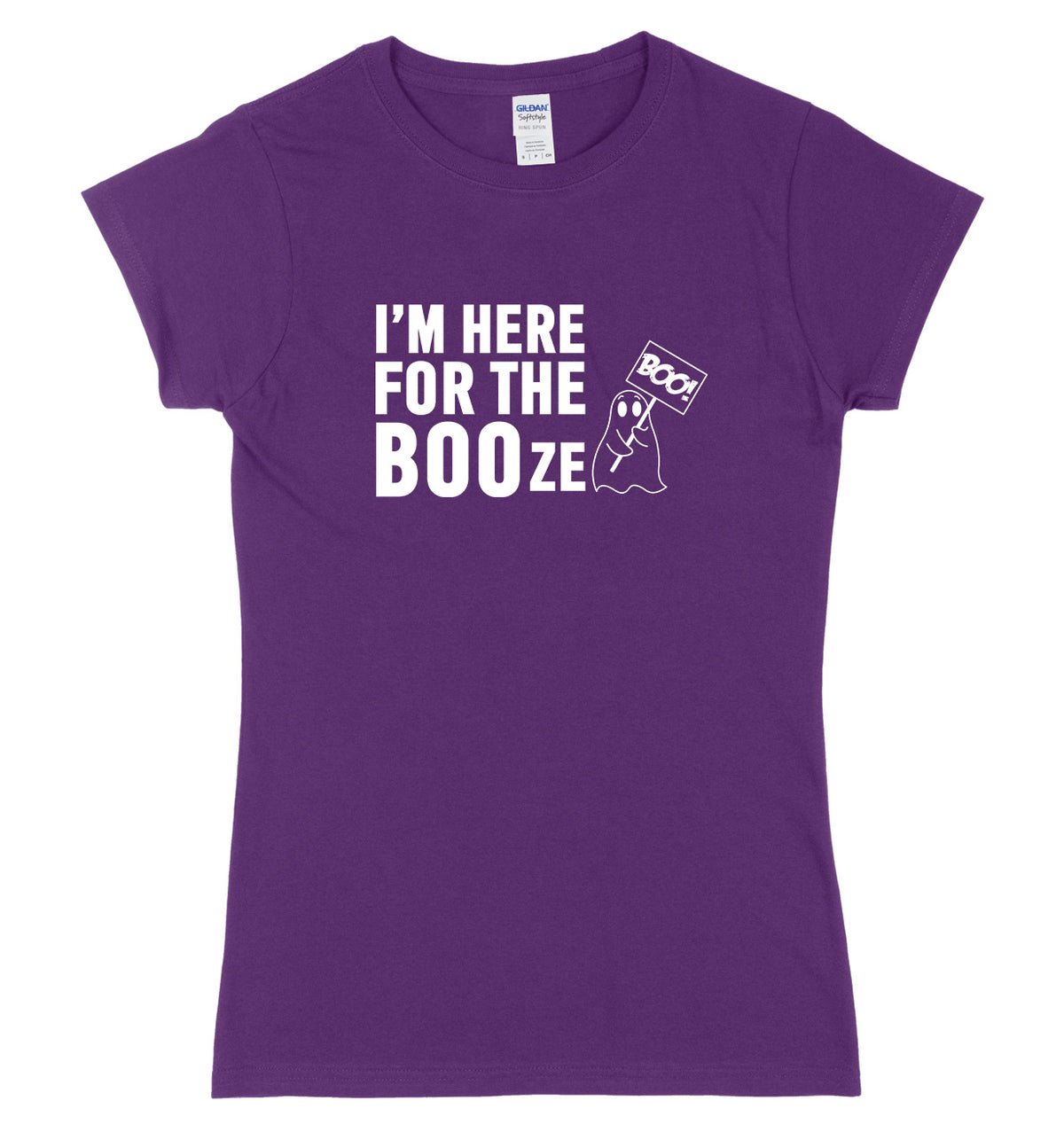 I&#39;m Here For The BOOze Womens Ladies Slim Fit Halloween T-Shirt