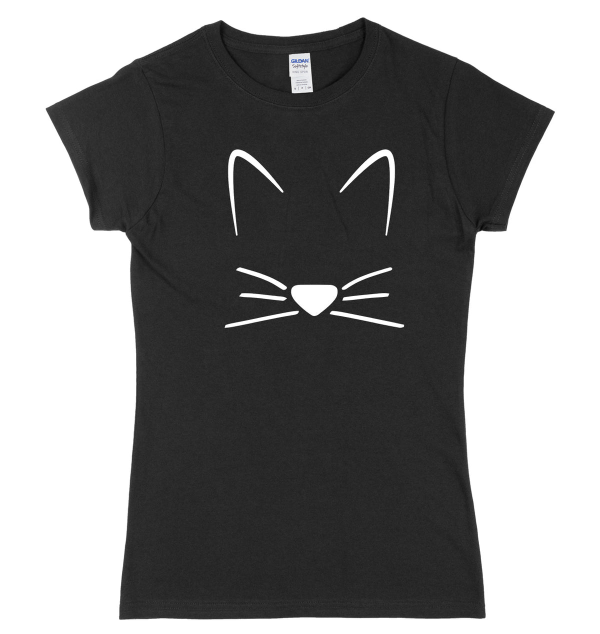 Meow Cat Kitten Whiskers Womens Ladies Slim Fit T-Shirt