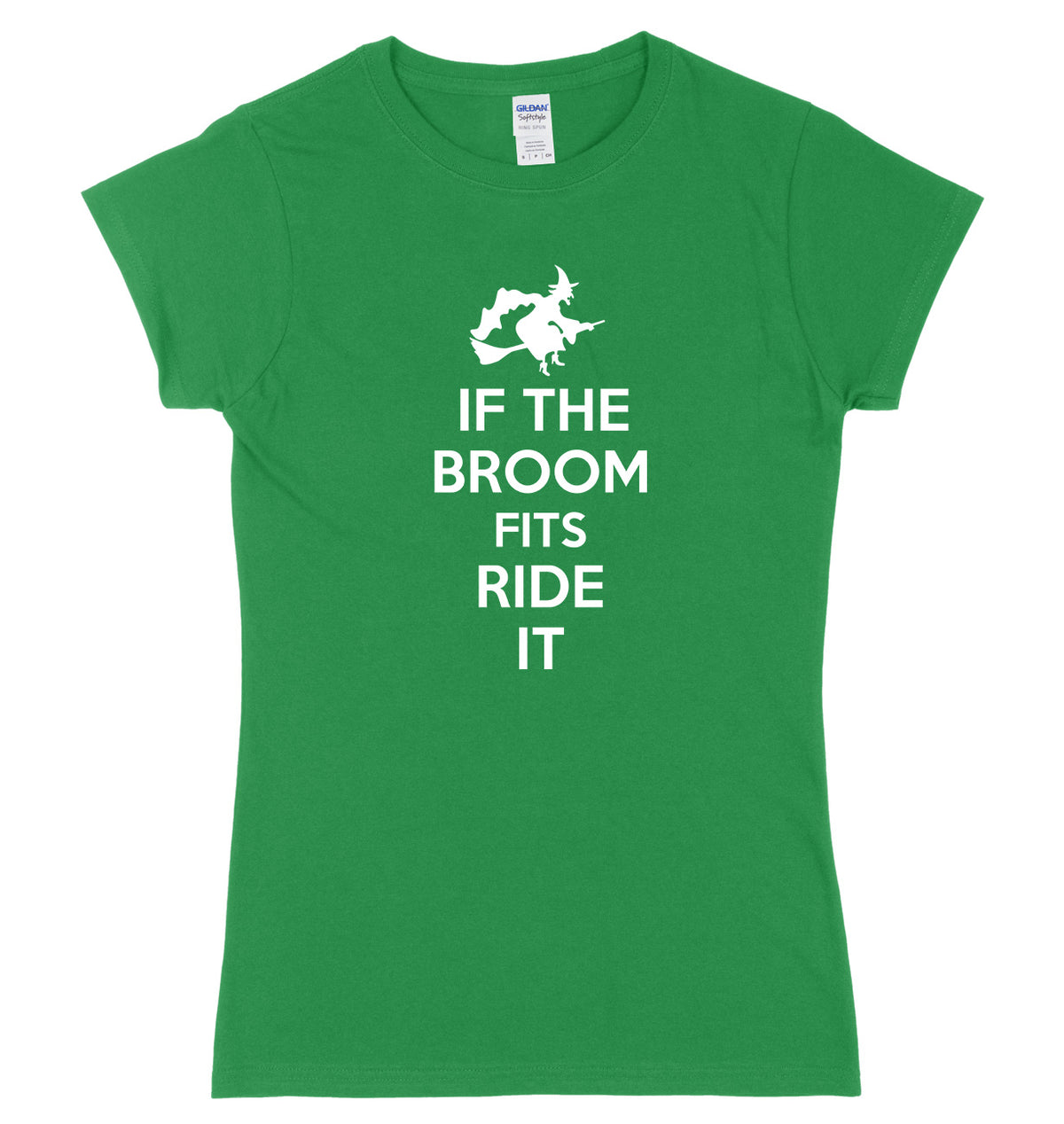 If The Broom Fits Ride It Womens Ladies Slim Fit Halloween T-Shirt