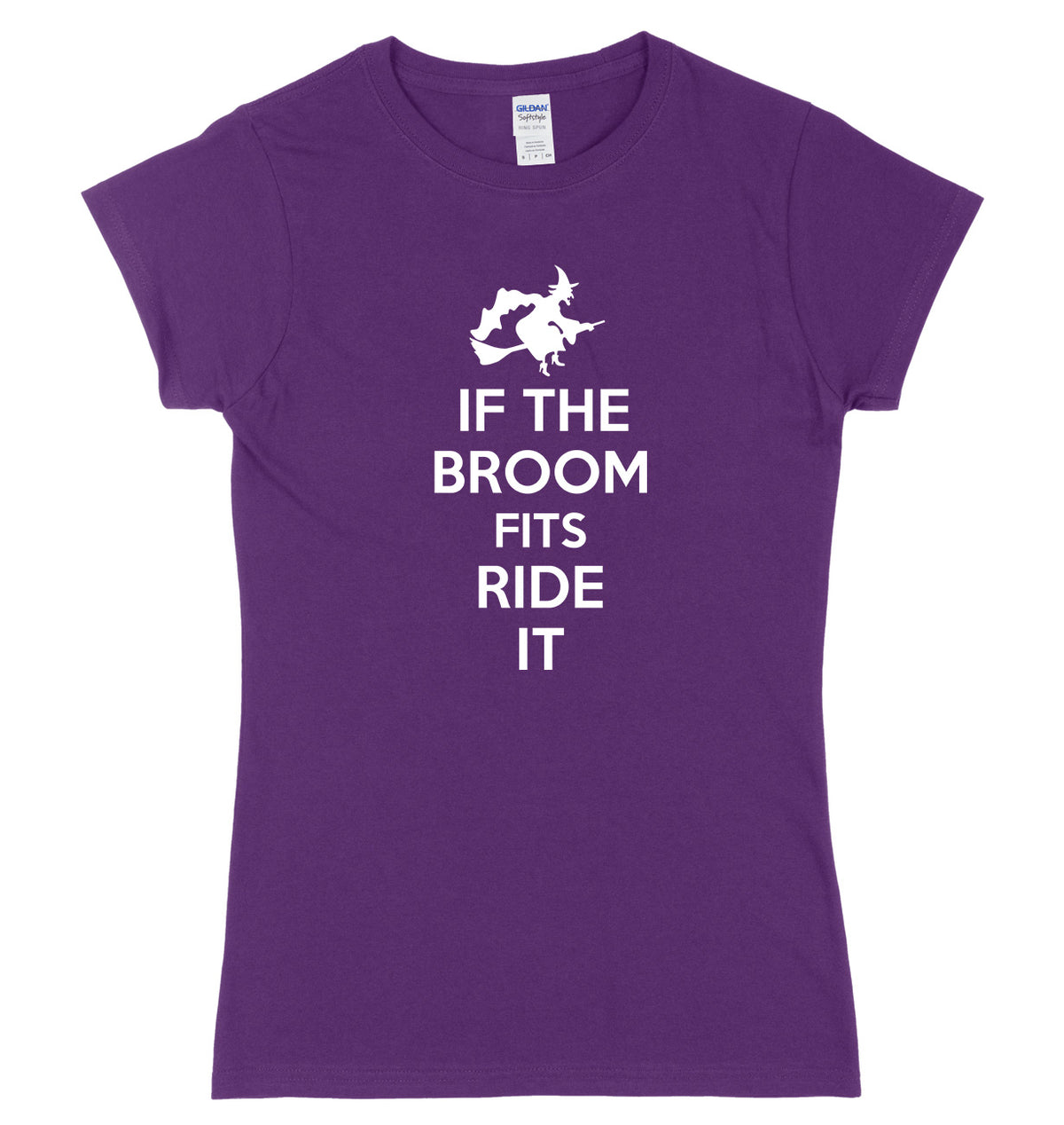 If The Broom Fits Ride It Womens Ladies Slim Fit Halloween T-Shirt