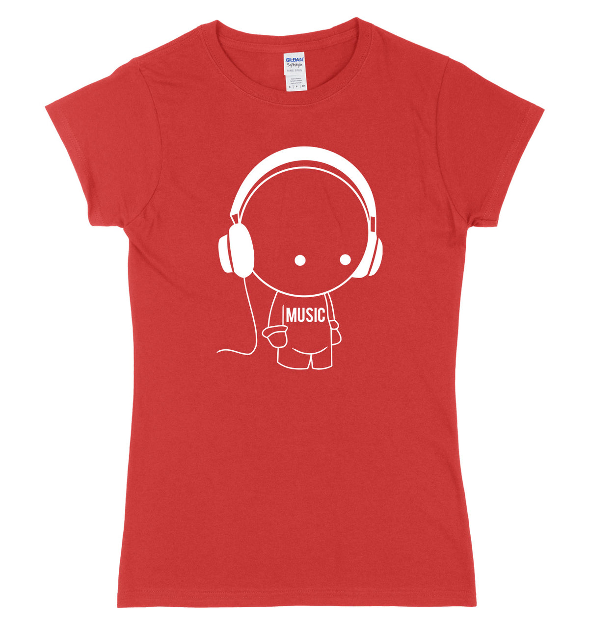 Music Character With Headphones Womens Ladies Slim Fit T-Shirt