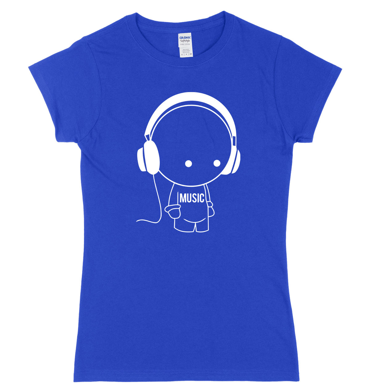 Music Character With Headphones Womens Ladies Slim Fit T-Shirt