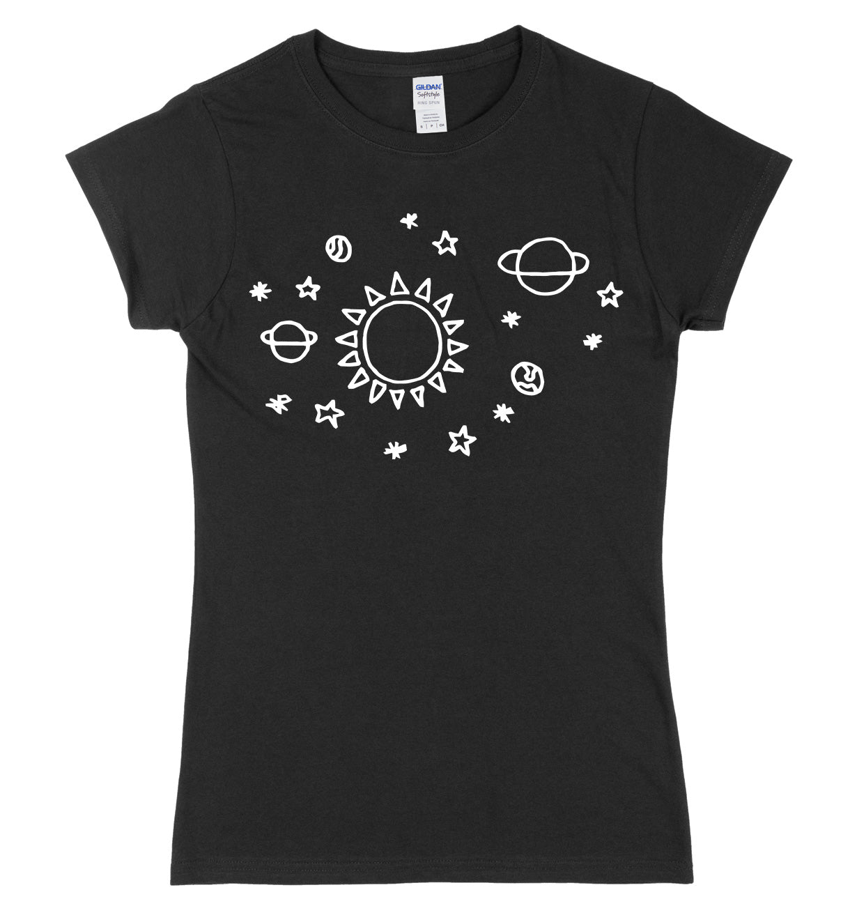 Space Pattern Solar System Womens Ladies Slim Fit T-Shirt