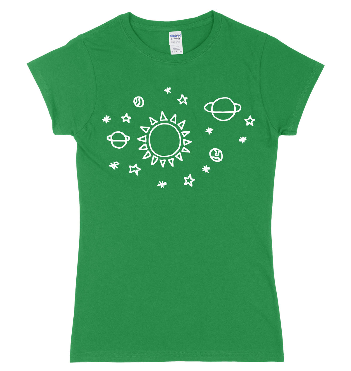 Space Pattern Solar System Womens Ladies Slim Fit T-Shirt