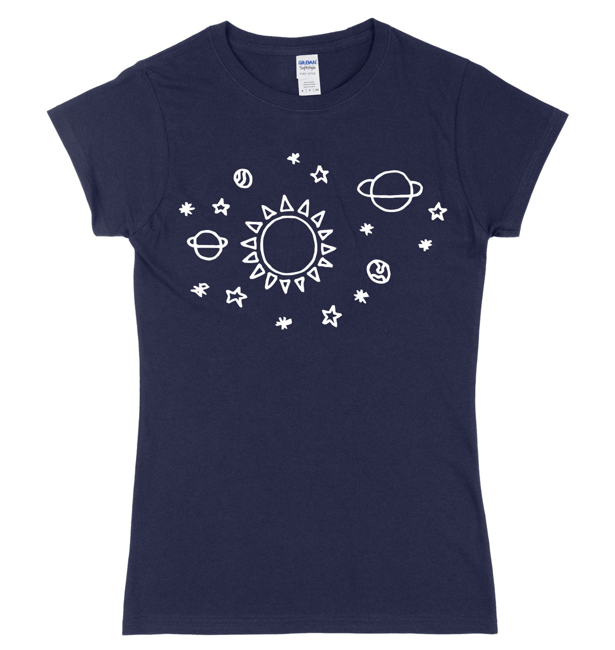 Space Pattern Solar System Womens Ladies Slim Fit T-Shirt