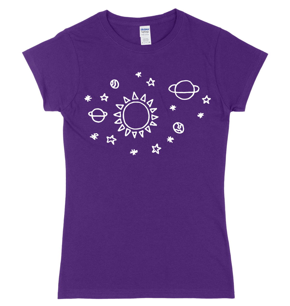 Space Pattern Solar System Womens Ladies Slim Fit T-Shirt