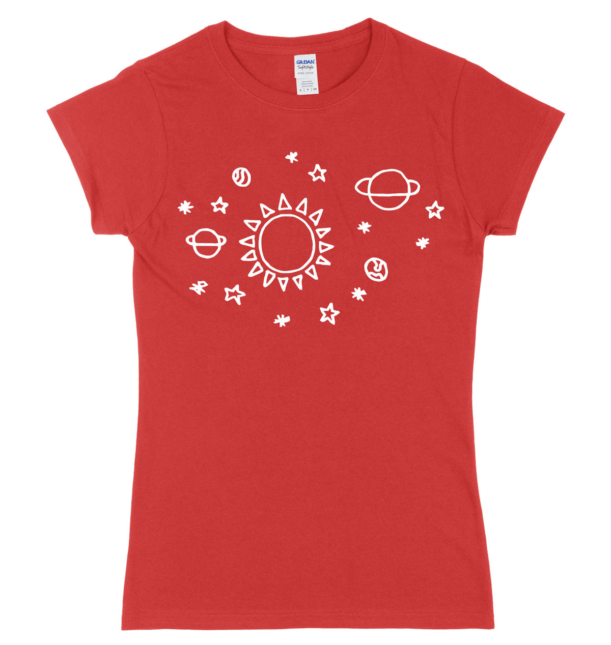 Space Pattern Solar System Womens Ladies Slim Fit T-Shirt