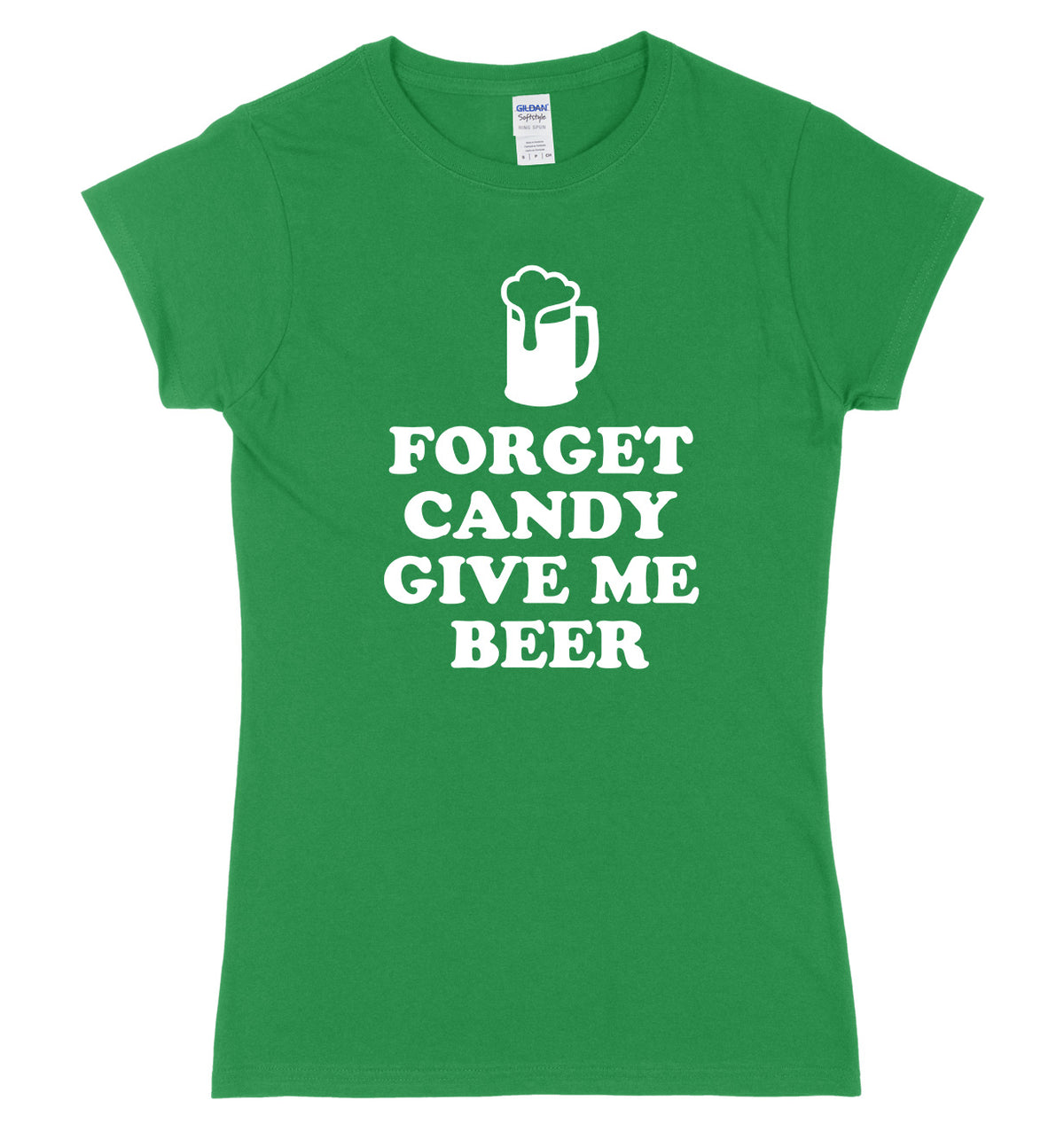 Forget Candy Give Me Beer Womens Ladies Slim Fit Halloween T-Shirt