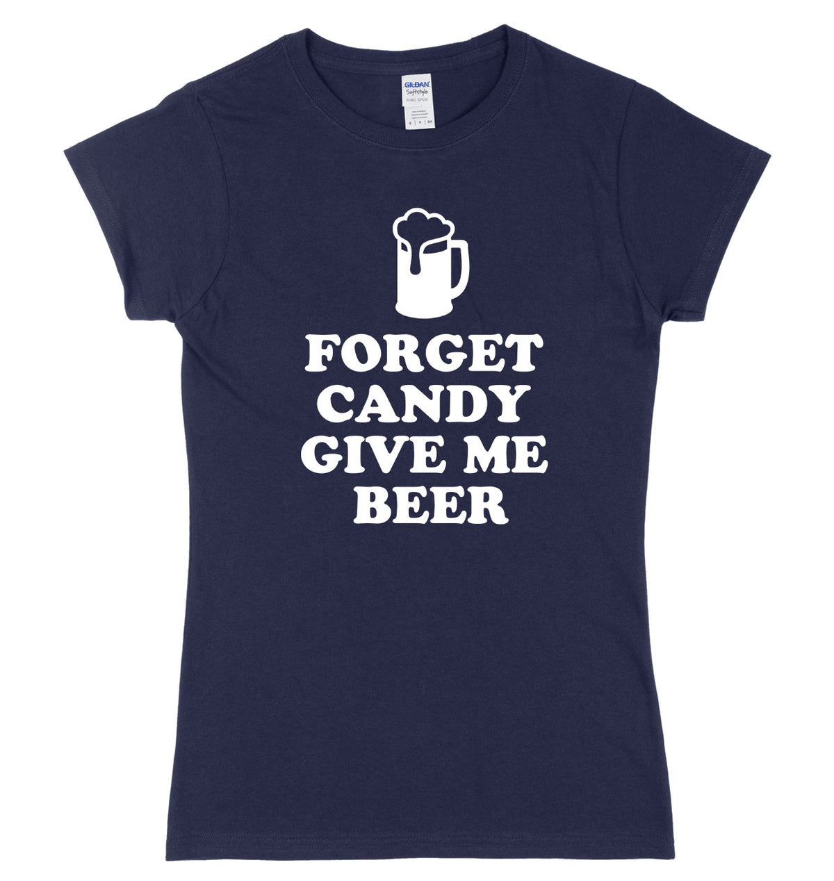 Forget Candy Give Me Beer Womens Ladies Slim Fit Halloween T-Shirt