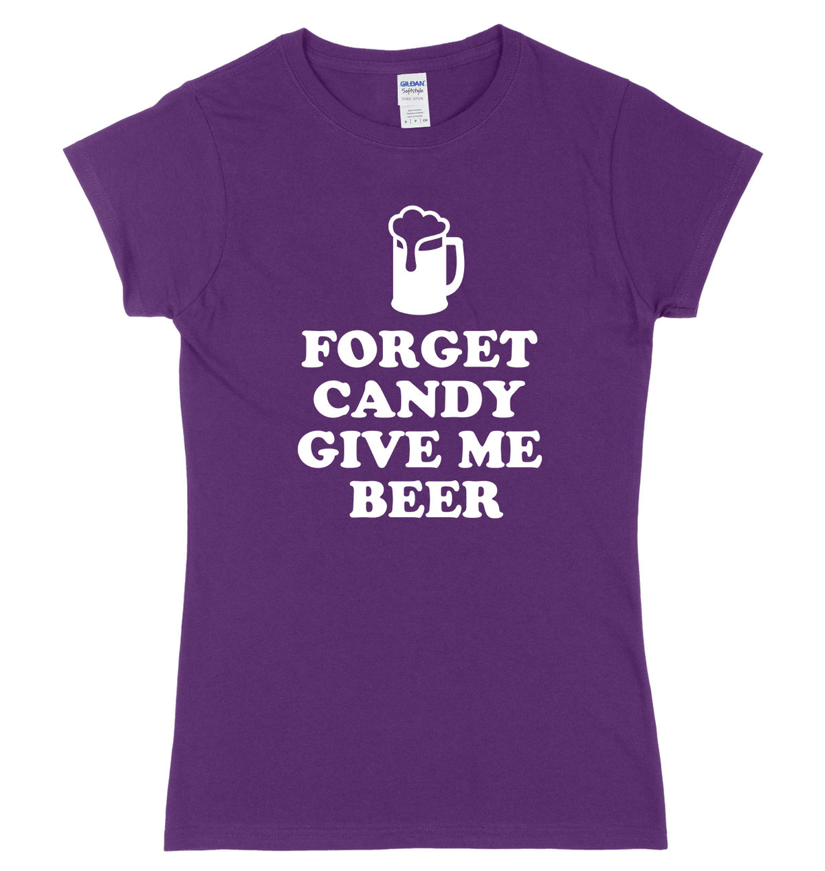 Forget Candy Give Me Beer Womens Ladies Slim Fit Halloween T-Shirt