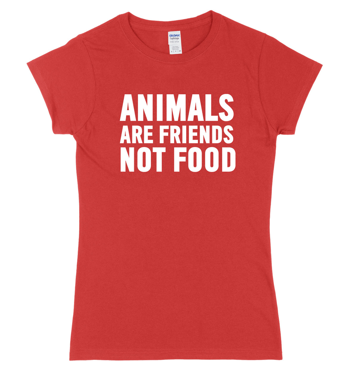 Animals Are Friends Not Food Womens Ladies Slim Fit T-Shirt