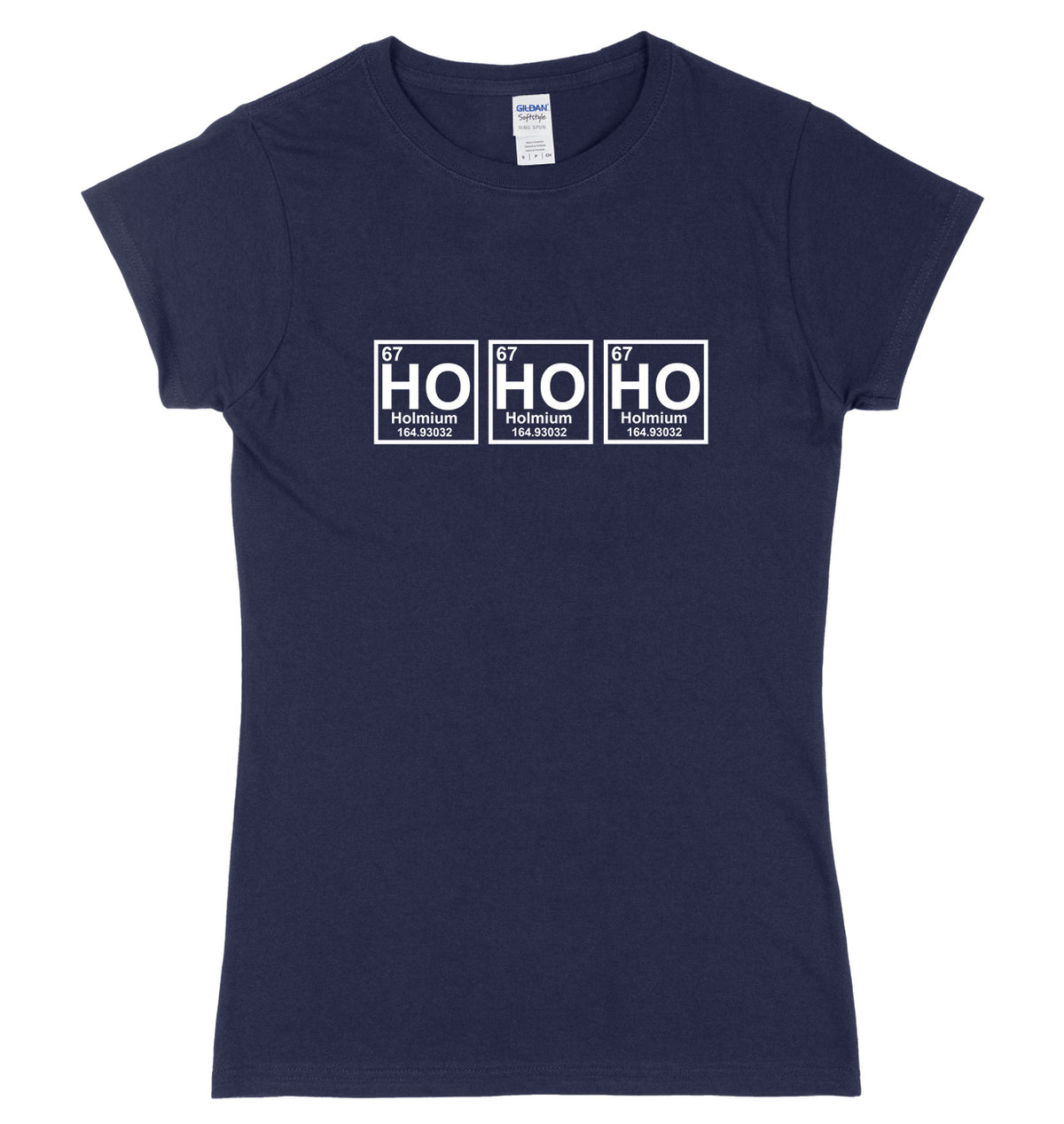 Ho Ho Ho Periodic Table Symblos Womens Ladies Slim Fit Christmas T-Shirt